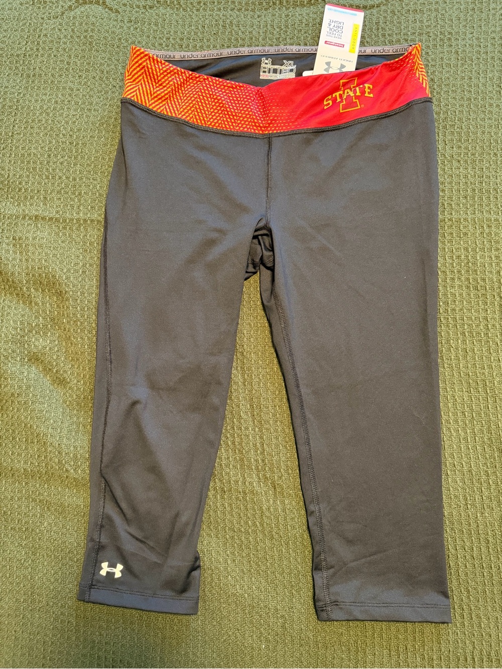 Under Armour Black Athletic Capri with Red Waistband (Iowa State Cyclones)